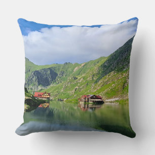 Balea Lake Reflection – Carpathian Alpine Print Throw Pillow