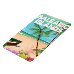 Balearic Islands beach travel poster Magnet