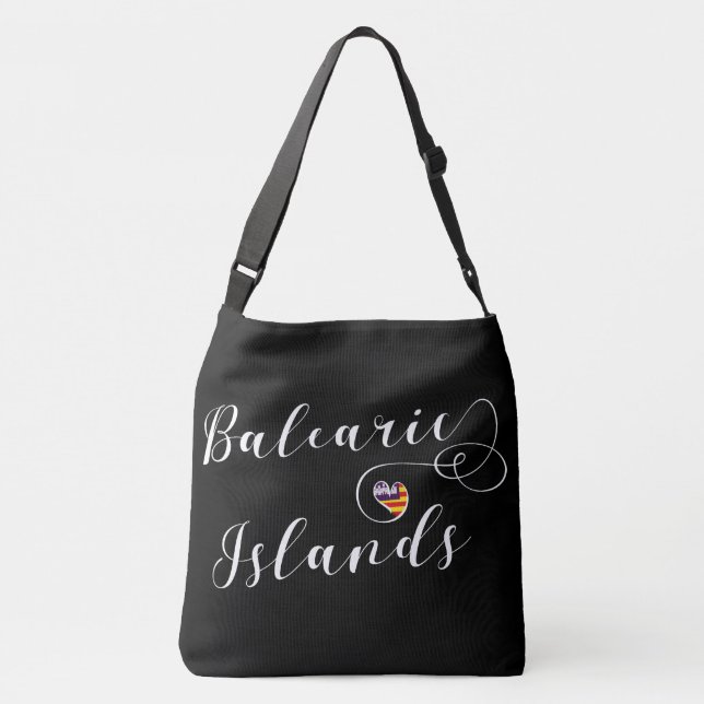 Balearic Islands Flag Heart, The Balearics Crossbody Bag (Back)