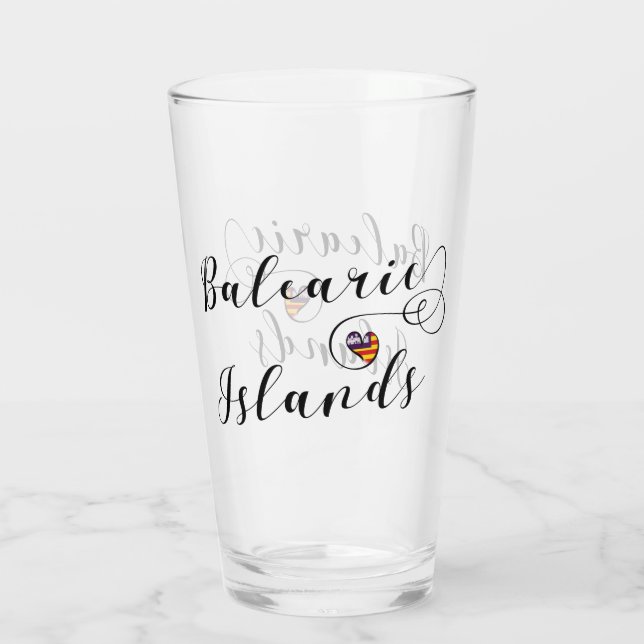 Balearic Islands Flag Heart, The Balearics Glass (Back)