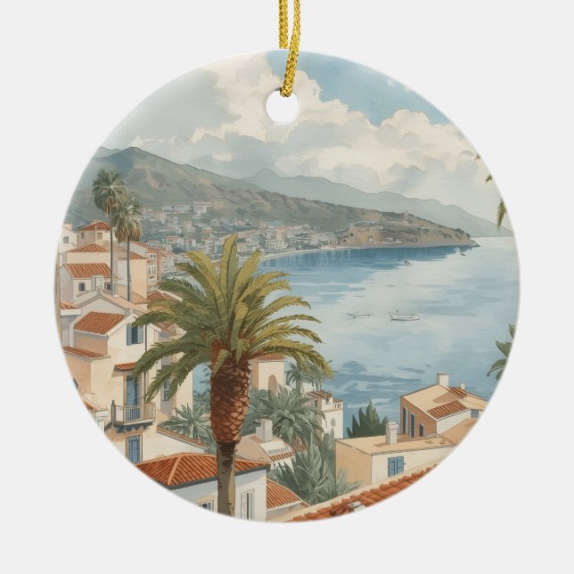 Balearic Islands Vintage French Travel Ceramic Ornament (Front)