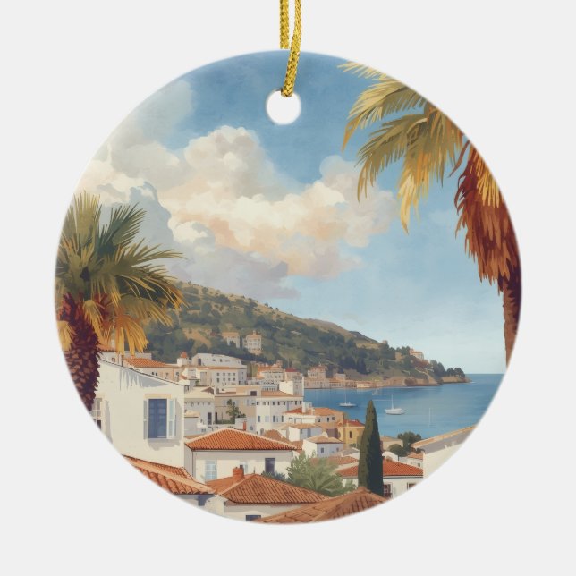 Balearic Islands Vintage French Travel Ceramic Ornament (Front)