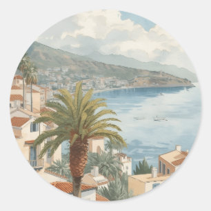 Balearic Islands Vintage French Travel Classic Round Sticker