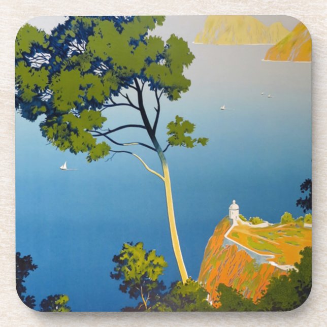 Balearic Islands Vintage French Travel Drink Coaster (Front)