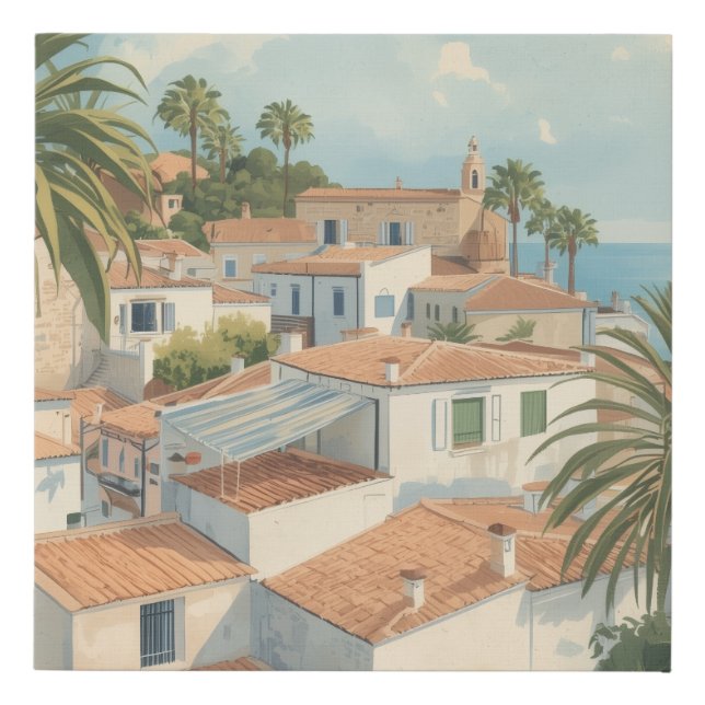 Balearic Islands Vintage French Travel Faux Canvas Print (Front)