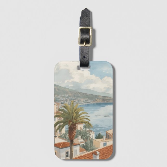 Balearic Islands Vintage French Travel Luggage Tag (Front Vertical)