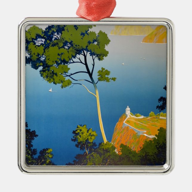 Balearic Islands Vintage French Travel Metal Ornament (Front)