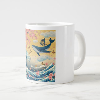Baleia Celestial entre Cerejeiras – Arte IA Giant Coffee Mug