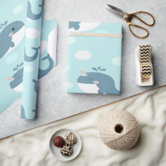 baleine bleu wrapping paper