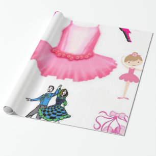 balerina pink dress gift wrapping paper