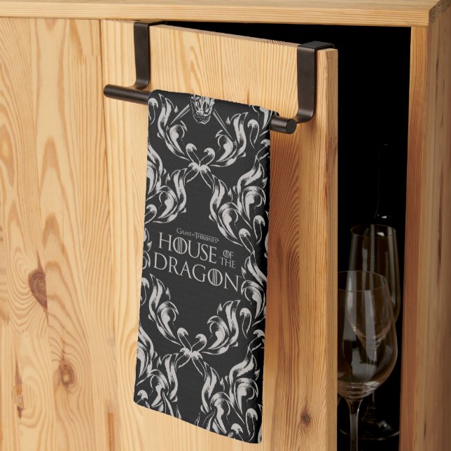 Balerion Skull Pattern Kitchen Towel (Thirds Fold)