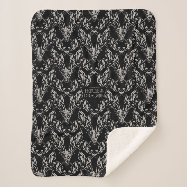 Balerion Skull Pattern Sherpa Blanket (Front)