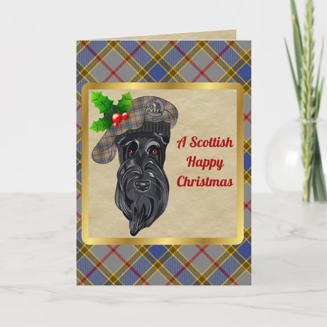 Balfour Badge & Tartan Personalized Xmas Card (Front)