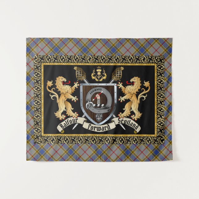 Balfour Clan Badge & Motto w/Lions  Tapestry (Front (Horizontal))