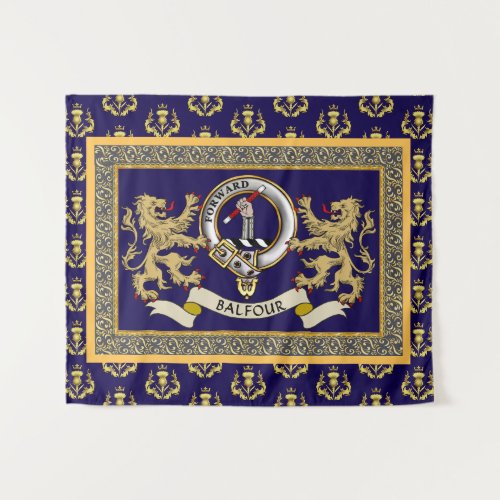 Balfour Clan Badge Personalized Blue Tapestry