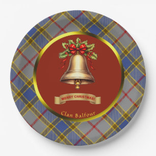 Balfour Tartan Personalized Christmas Paper Plates
