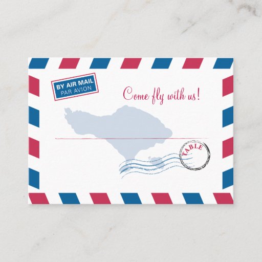 Customizable Bali Air Mail Escort/Seating Card Wedding Business Card Template