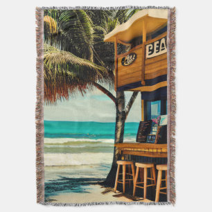 Bali Beach Cafe Bar Throw Blanket