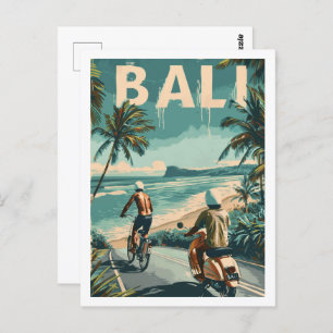 Bali Beach Indonesia Vintage Famous Travel Place Postcard