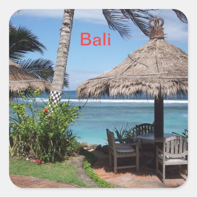 Bali Beach Scene Square Sticker (Front)
