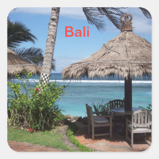 Bali Beach Scene Square Sticker