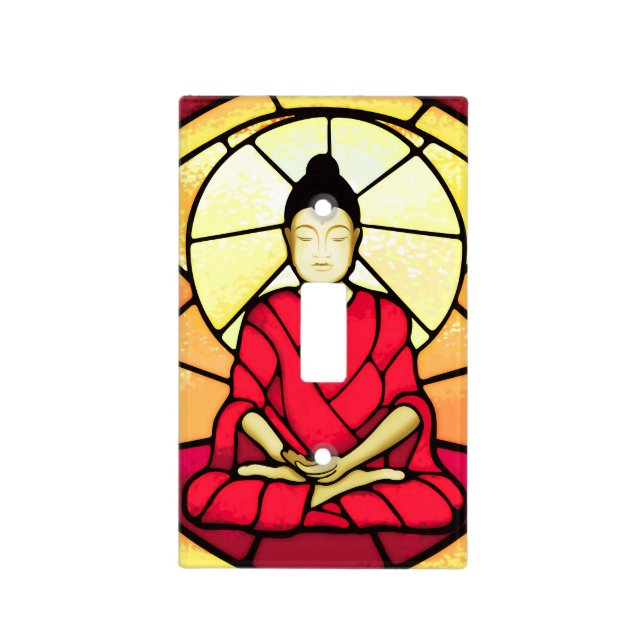 Bali buddha stain glass window light switch cover (Front)