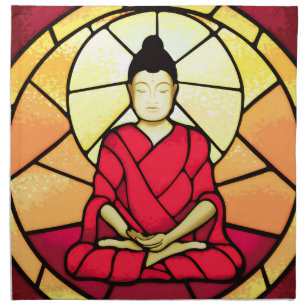 Bali buddha stain glass window napkin