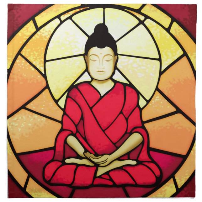 Bali buddha stain glass window napkin (Front)