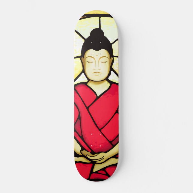Bali buddha stain glass window skateboard deck (Front)