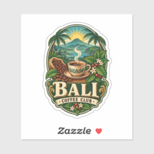 Bali Coffee Club Vintage Custom-Cut Vinyl Sticker