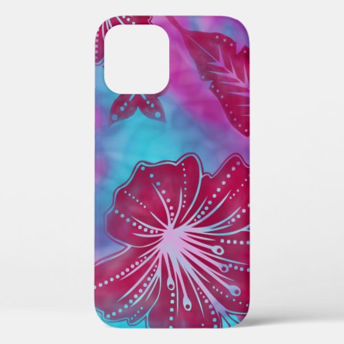 Bali Flower Batik Tropical Hawaiian Magenta Pink iPhone 12 Pro Case
