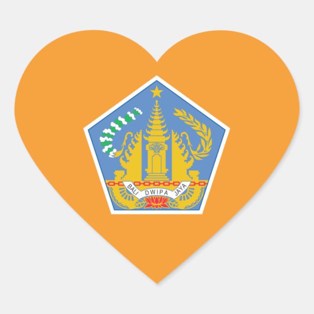 Bali Heart Flag, Indonesia Heart Sticker (Front)