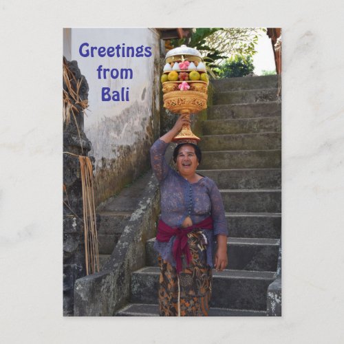 Bali Hindu Woman with Fruit Postcard