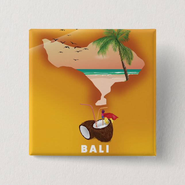 Bali illustrated map button (Front)