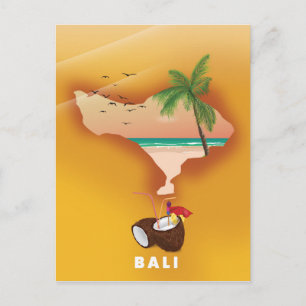 Bali illustrated map postcard
