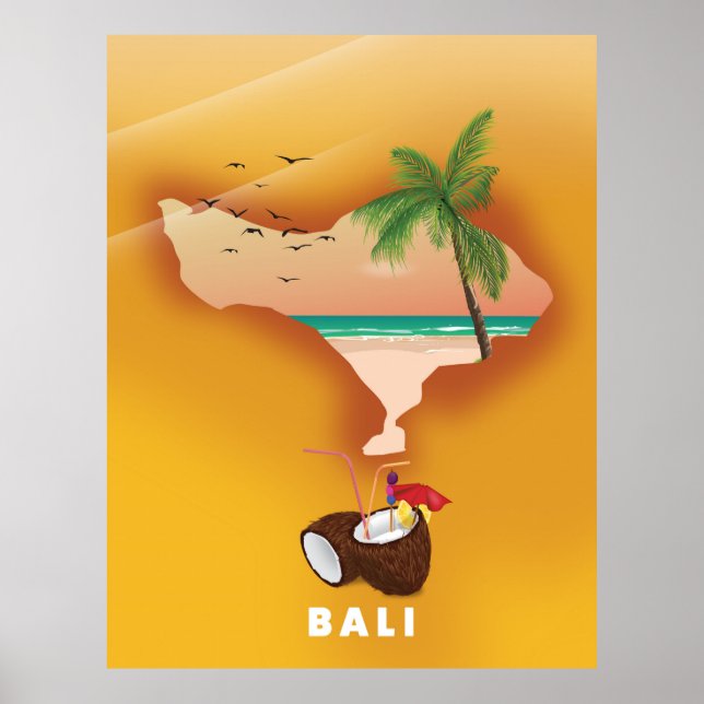 Bali illustrated map poster (Front)