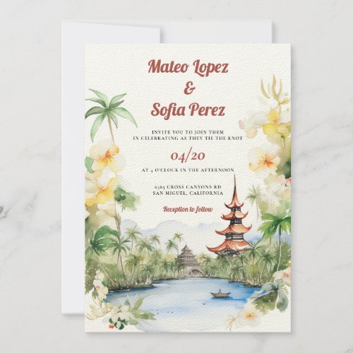 Bali Indonesia Asia Destination Wedding  Invitation