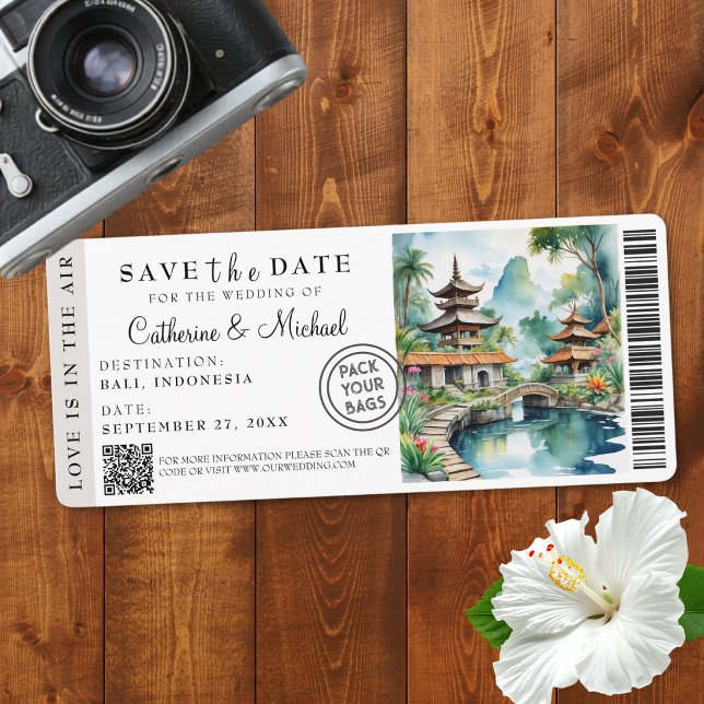 Bali Indonesia Boarding Pass Destination Save The Date (Creator Uploaded)