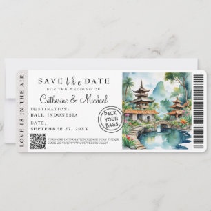 Bali Indonesia Boarding Pass Destination Save The Date
