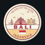 Bali Indonesia City Skyline Emblem Magnet<br><div class="desc">Bali minimalist,  colorful art design featuring monuments and landmarks of the city in Indonesia.</div>
