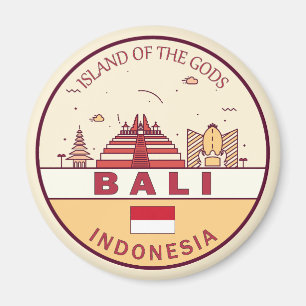 Bali Indonesia City Skyline Emblem Magnet