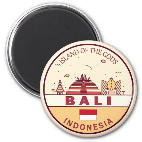 Bali Indonesia City Skyline Emblem Magnet