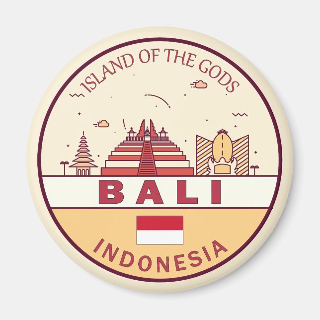 Bali Indonesia City Skyline Emblem Magnet (Front)
