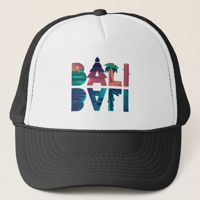 Bali Indonesia Floral  Trucker Hat (Front)