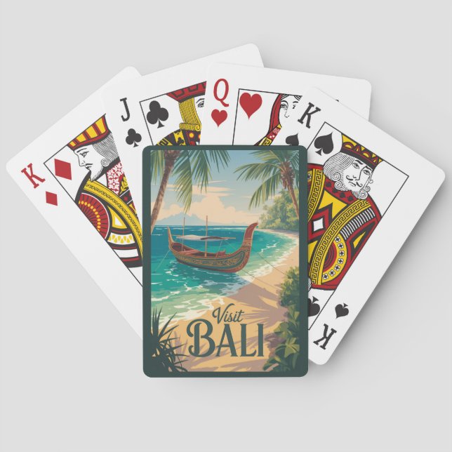Bali Indonesia Illustration Travel Art Vintage Poker Cards (Back)