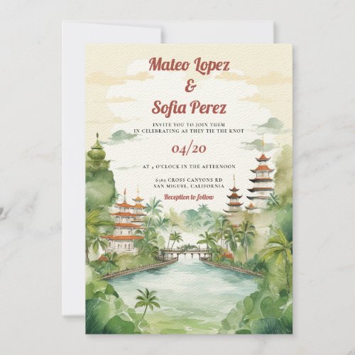 Bali Indonesia Landscape Destination Wedding  Invitation