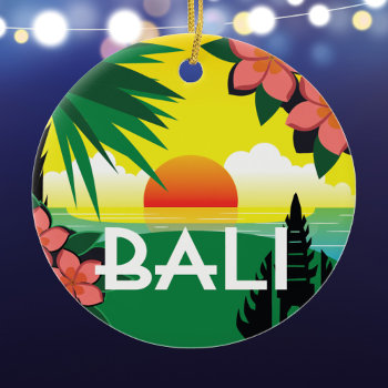Bali Indonesia Memento Vintage Travel Style Ceramic Ornament by whereabouts at Zazzle