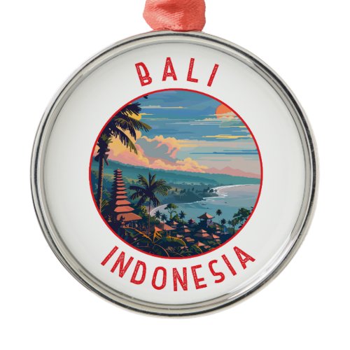 Bali Indonesia Retro Distressed Circle Metal Ornament