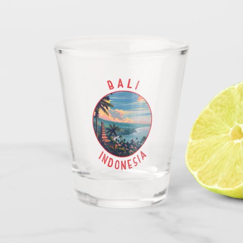 Bali Indonesia Retro Distressed Circle Shot Glass