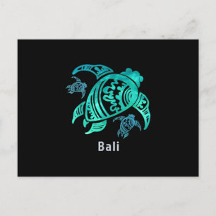 Bali Indonesia Sea Blue Tribal Turtle Postcard